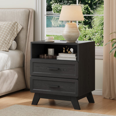 Table de chevet avec station de charge, table de chevet de ferme de 23,6 po avec tiroirs d'angle arrondis, table de bout avec support stable à 4 pieds pour la chambre à coucher, le salon, Dorchester