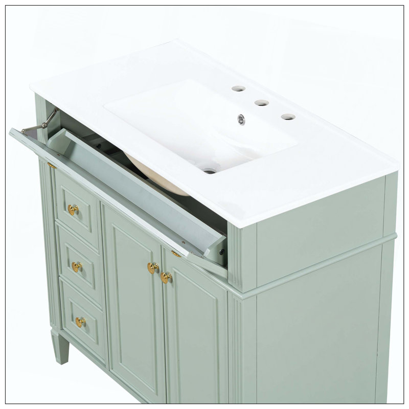 Portes de meuble-lavabo avec tiroir escamotable Modern, Green