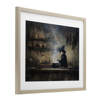 «Witch's Cauldron Brew», reproduction d'art sous verre encadrée par Arlington Prints