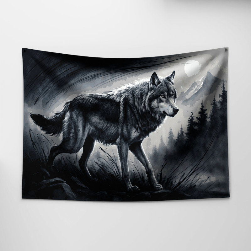 Tapisserie murale «Wildlife Grey Wolf», 26 po x 36 po