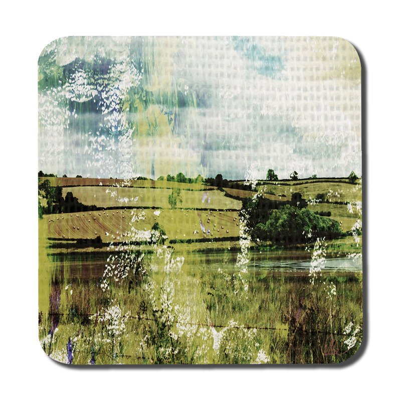 Square 6 Piece Coaster Set, Mellow/Green