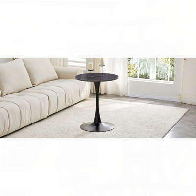 Table tulipe ronde 23,6 po - faux marbre, base piédestal, 2 à 4 sièges