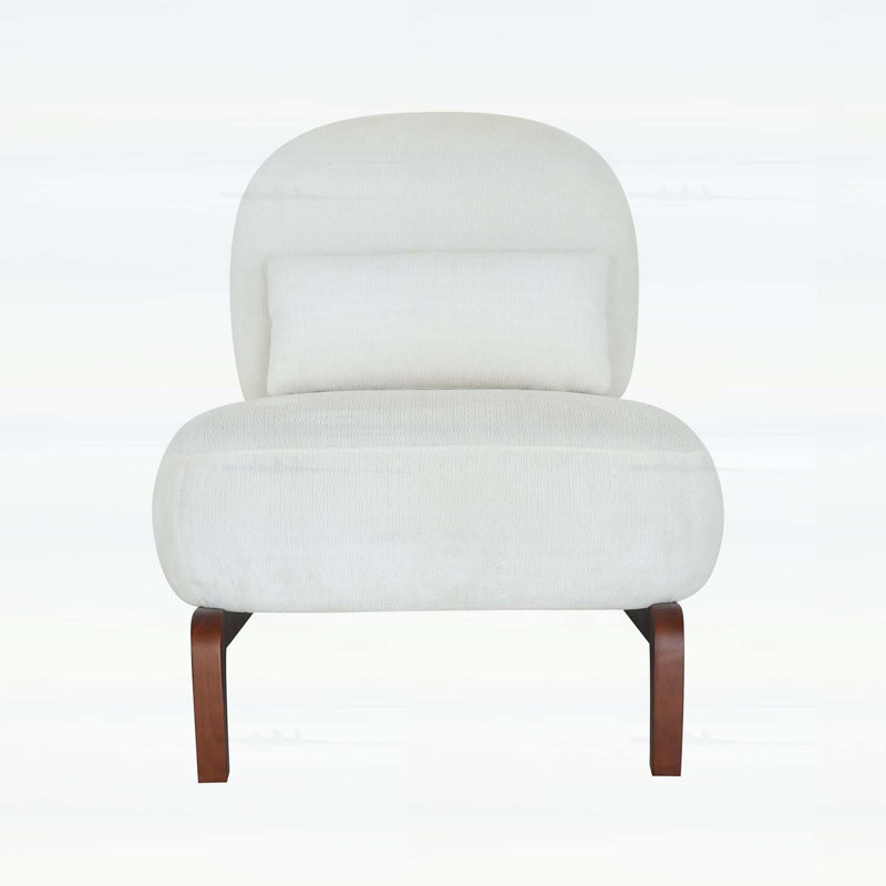 Mignon fauteuil d'appoint avec pieds en bois pour un confort douillet dans le salon et la chambre à coucher, White