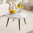 23.6" Round Coffee Table, White Marble Pattern Top with Black Metal Legs, Elegant Accent Table for Living Room-1965621481