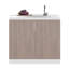 Armoire de rangement blanche et gris clair avec 2 portes et 3 tablettes-126235860