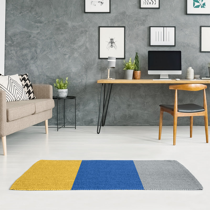 Tapis bleu royal rayures royal national hockey, Rectangle 4 pi x 6 pi