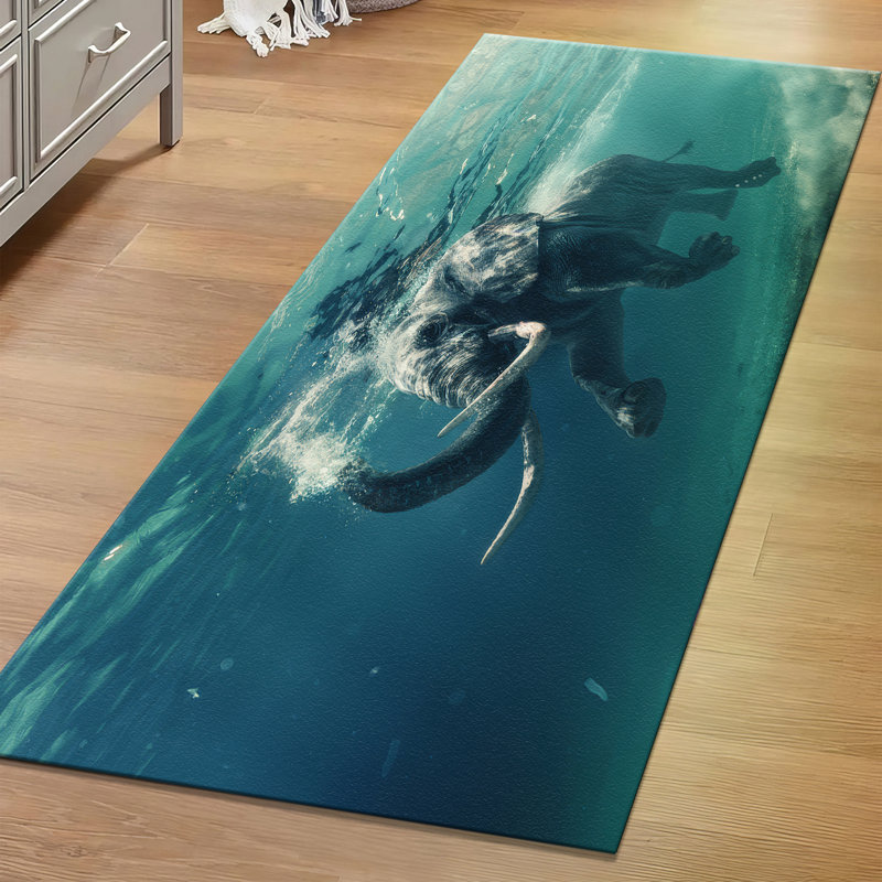 Floral Inspired Non Woven Thin Type Printed Rug Ideal for Accentuating Any Room Decor, Runner 3'3" x 6'7"