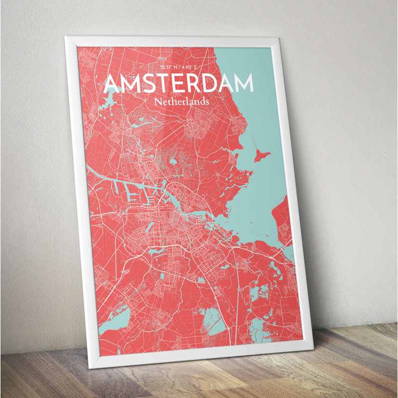 Amsterdam City Map - No Frame Print, 70.1cm H x 50cm W x 0.1cm D