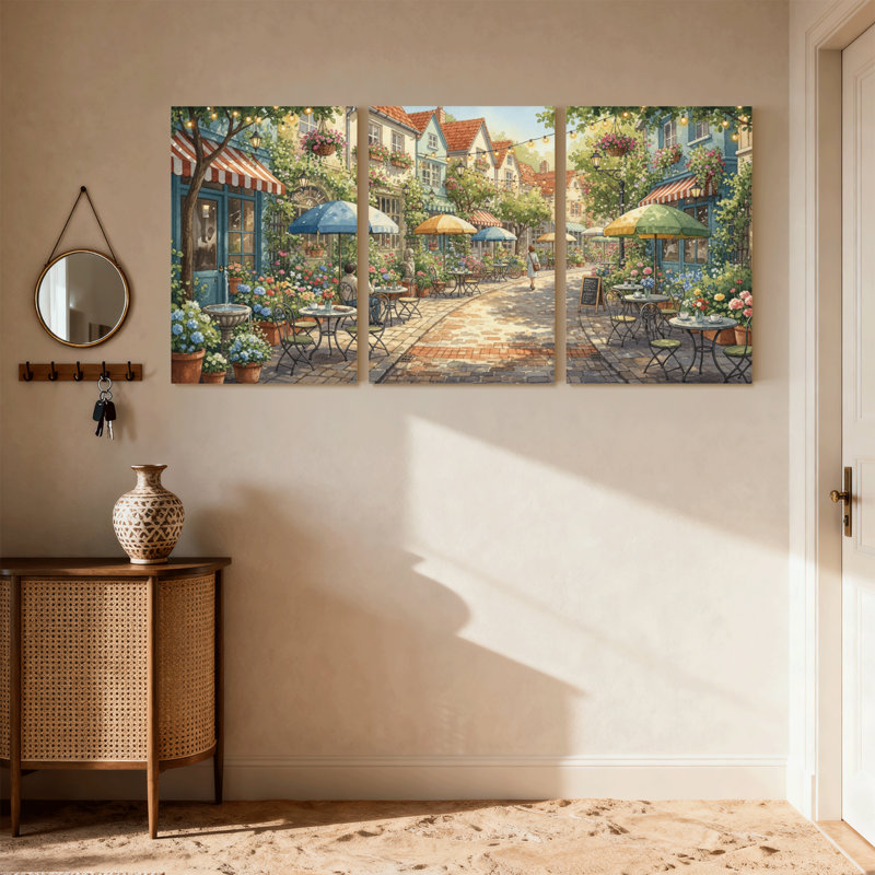 Ensemble de 3 impressions sur toile Scènes et paysages urbains charmants, H 18 po x l 36 po