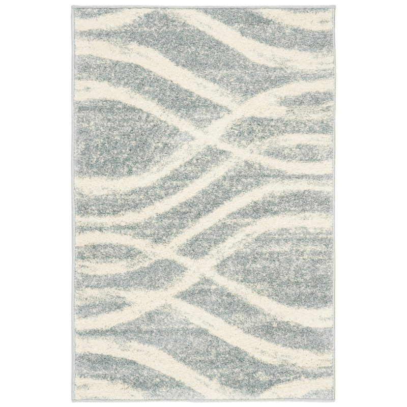 Tapis performance abstrait Shelva, Rectangle 2 pi 6 po x 4 pi, Cream/Slate Blue