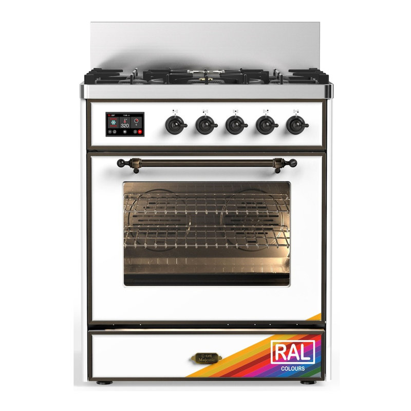 Majestic III Series 30 Inch Dual Fuel Range with 5 Sealed Burners in RAL (Natural Gas, Burnished Trim), Burnished
