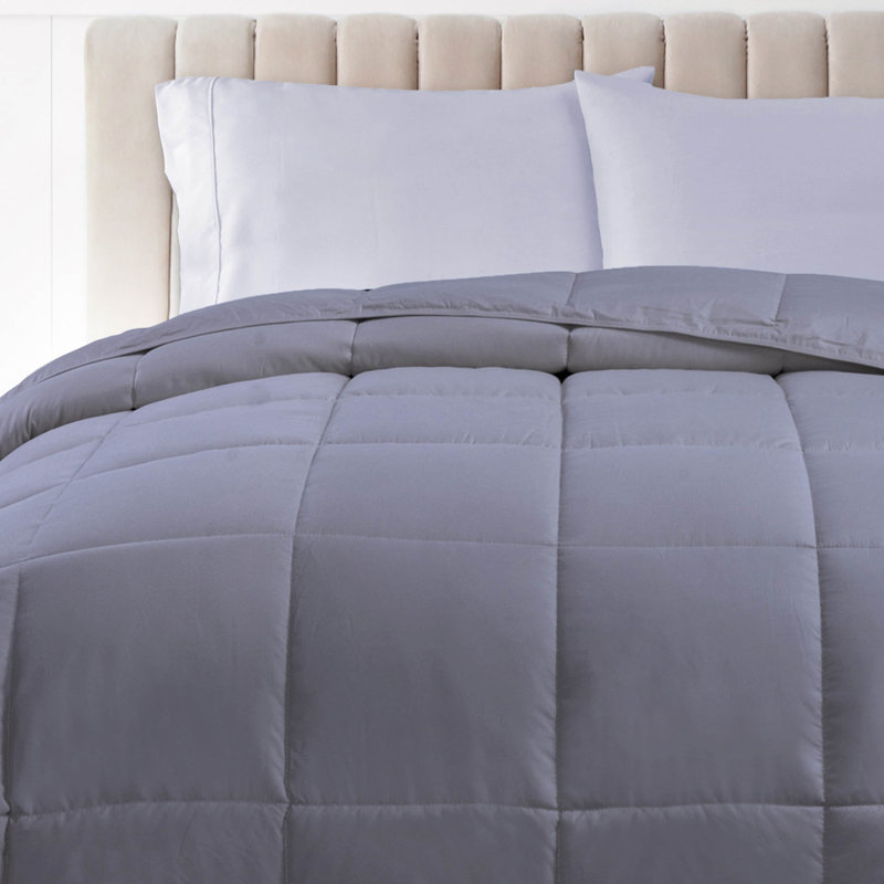 Classic All Season Reversible Medium Weight Hypoallergenic Down Alternative Comforter, Silver, King Comforter