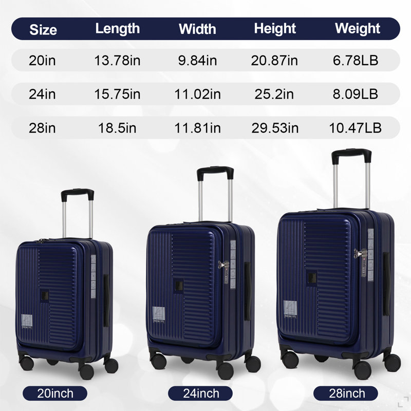 Luggage,With Front Opening,TSA Approved Lock,Hardshell Suitcase