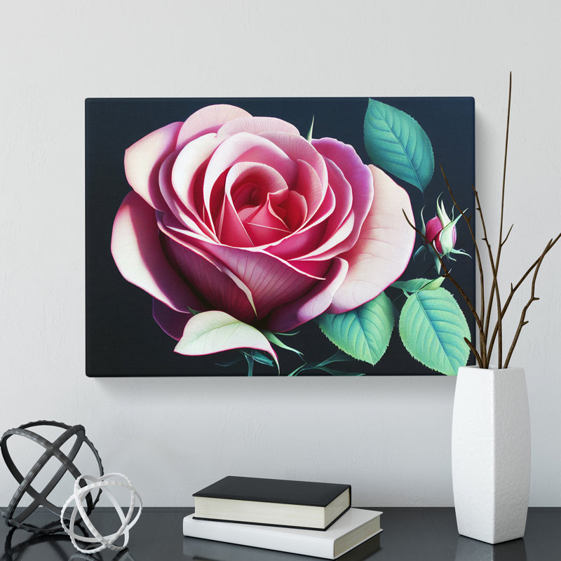 Unique Rose Flower - Wrapped Canvas, 35cm H x 50cm W x 3cm D