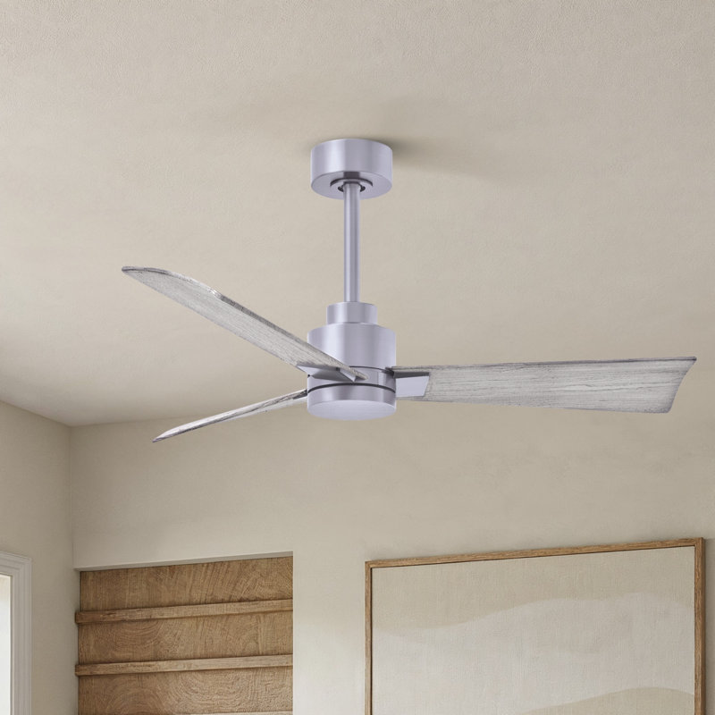 Ventilateur de plafond Alessandra 42, Nickel brossé, Ton bois de grange