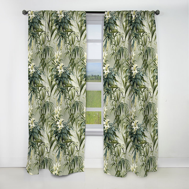 Bambou fusion motif tropical I - Rideau floral - Rideau occultant floral - 1 panneau, L 52 po x L 95 po