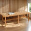 Banc en bois d'acacia avec siège en similicuir tissé, tabouret d'appoint en teck naturel pour la chambre à coucher et le vestibule