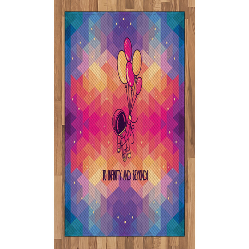 Astronaut High Density Long Fiber Poly Threads Decorative Area Rug Carpet, Rectangle 2'7" x 5'