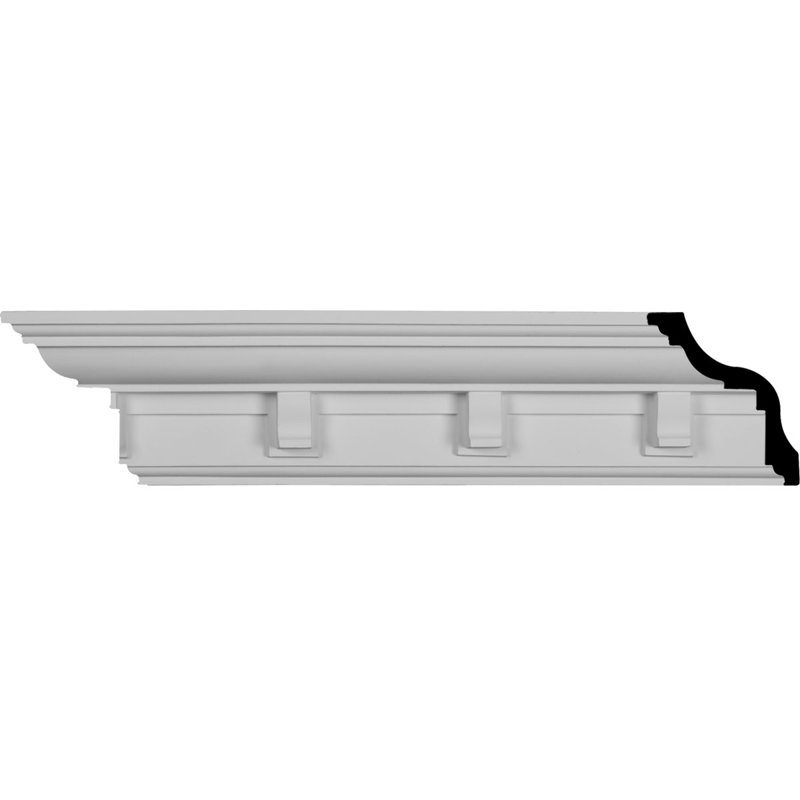 Nouveau Dentil White Polyurethane Crown Moulding 94.5"