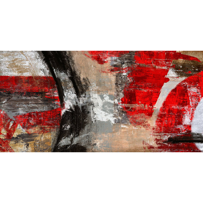 Red Tornado Abstract by Jim Stone - No Frame Print on Canvas, 35cm H x 70cm W x 4cm D