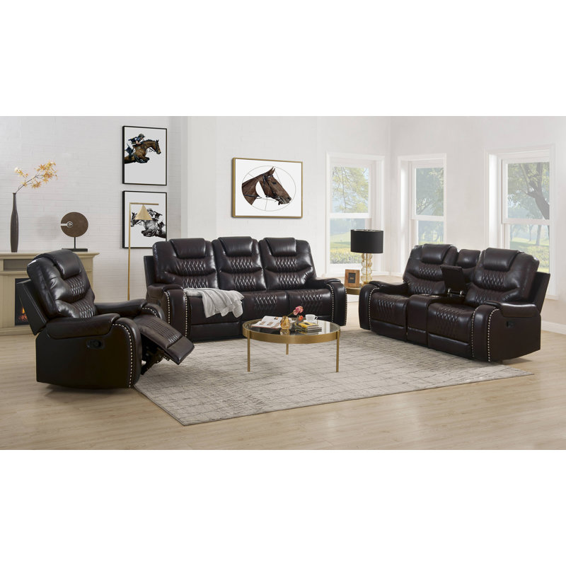 Horing Faux Leather Recliner, Brown, Manual