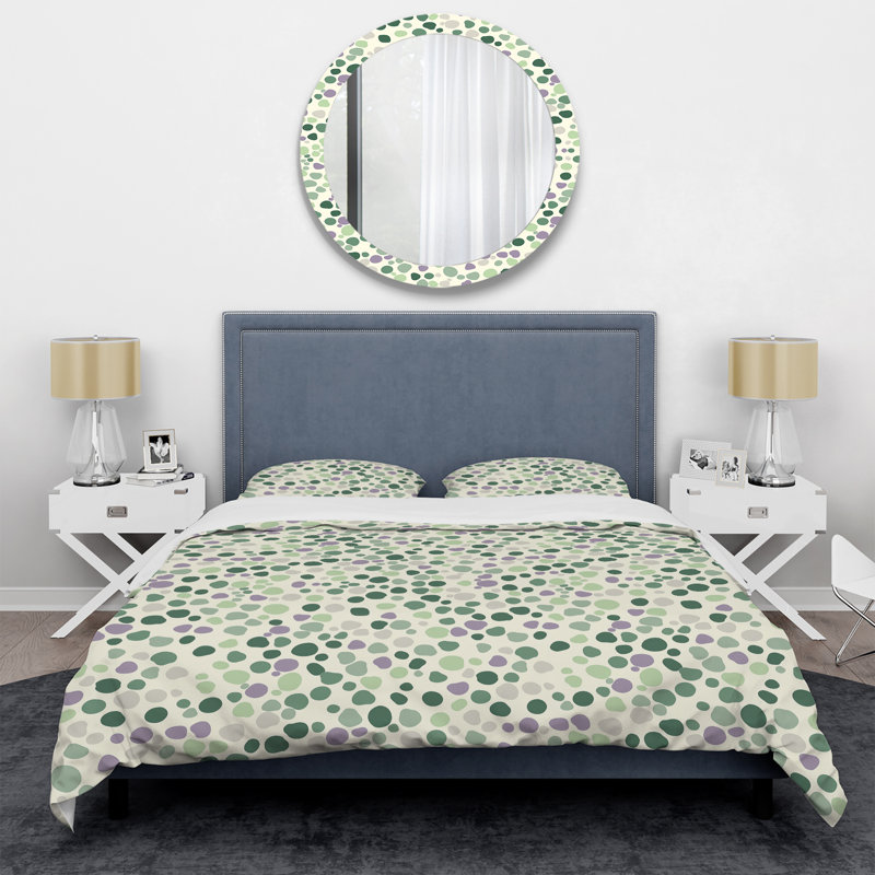 Imprimé à pois vert gris - Ensemble de housse de couette à pois, Housse de couette très grand et 2 très grandes t