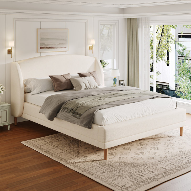 Romano Boucle Upholstered Platform Bed, Queen