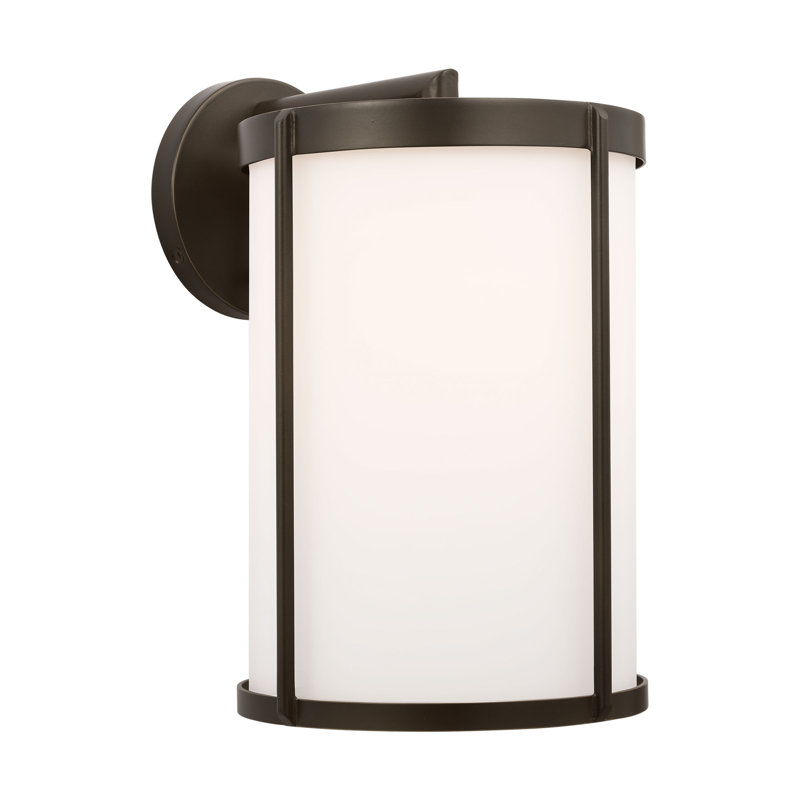 Luning Large Lantern from Generation Lighting , Antique Bronze, Frosted, 15" H x 9.875" W x 11.75" D