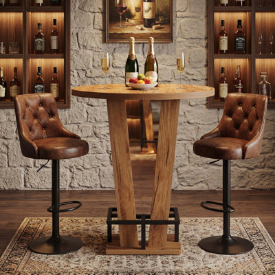 Round Bar Table, 39.4-Inch Bar Height Pub Table