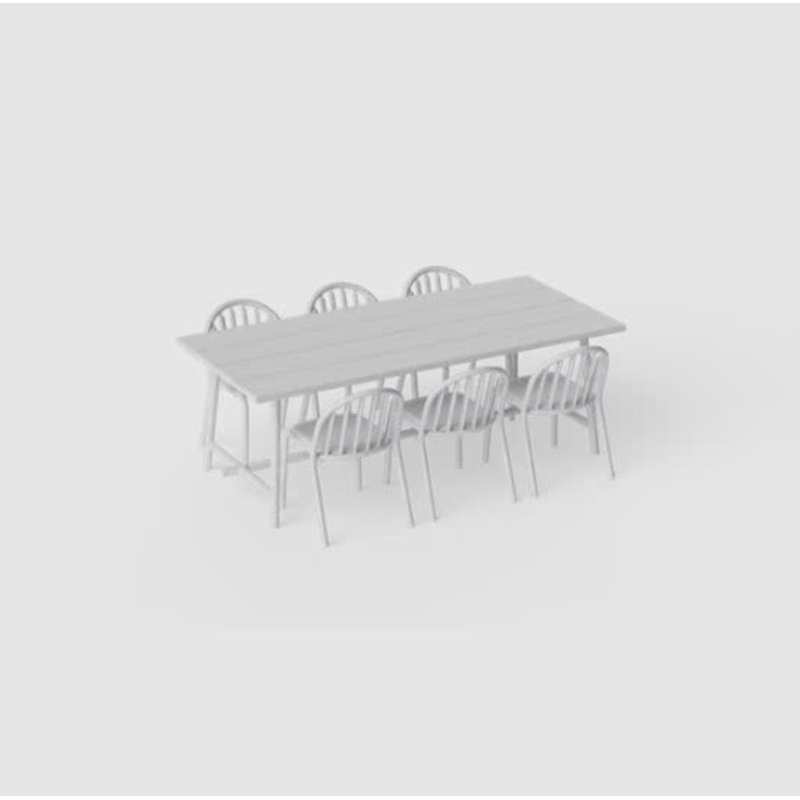 Fred 7 Piece Dining Set, 29.9" H x 86.6" W x 39.4" D, Light Gray, Gray