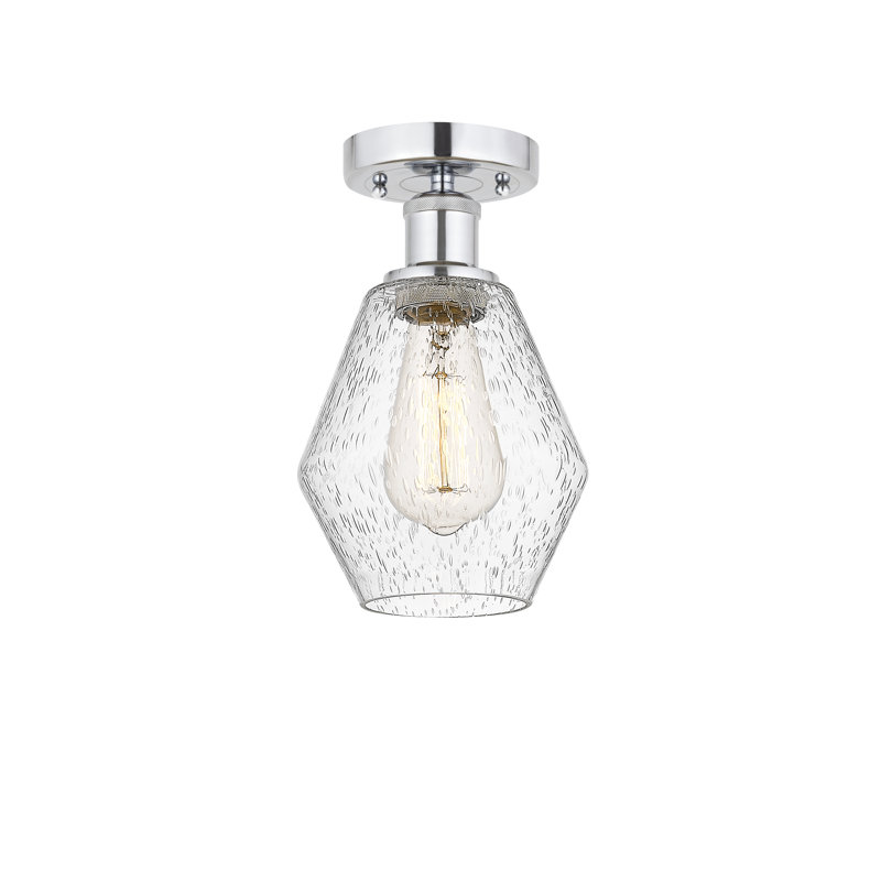 Plafonnier semi-encastré en verre Amylea, Grainé, Nickel satiné brossé, H 10,25 po x l 6 po x P 6 po