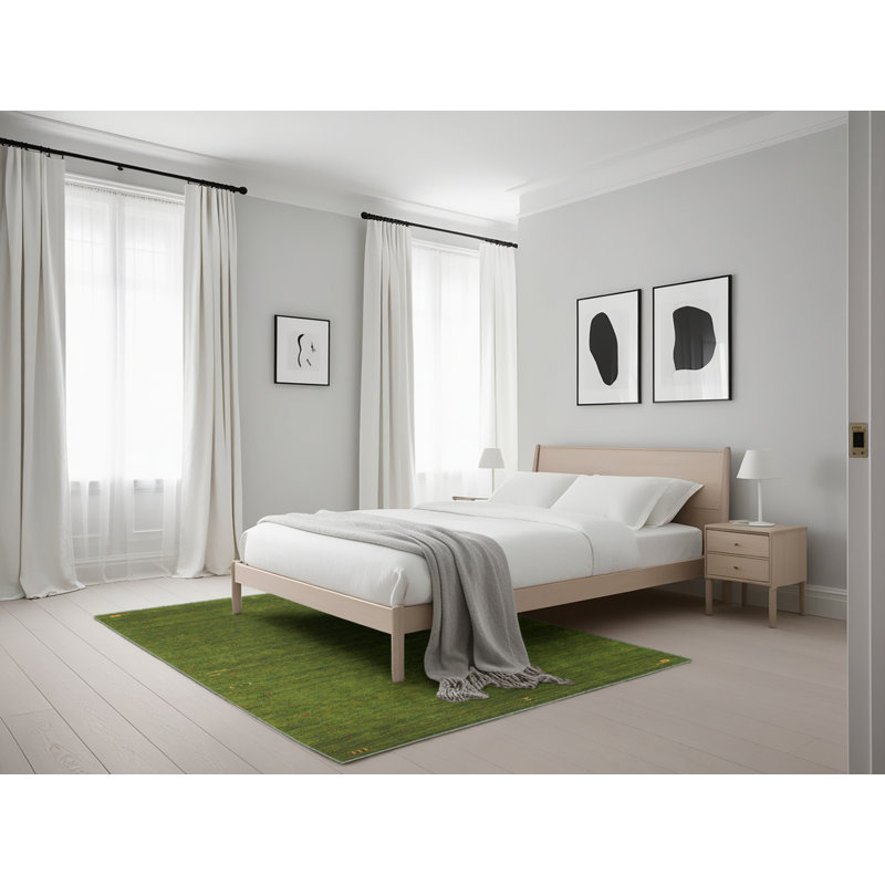 Tapis de zone vert contemporaine, Rectangle 5 pi x 7 pi