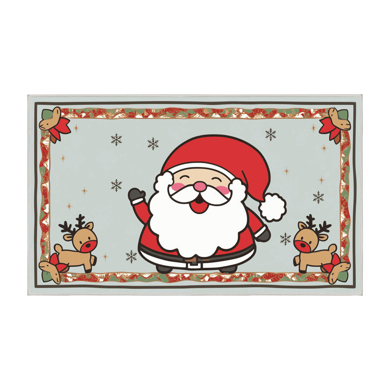 Tapis de vacances d'hiver de Noël lavable The Holiday Aisle®, Rectangulaire 2 pi x 3 pi