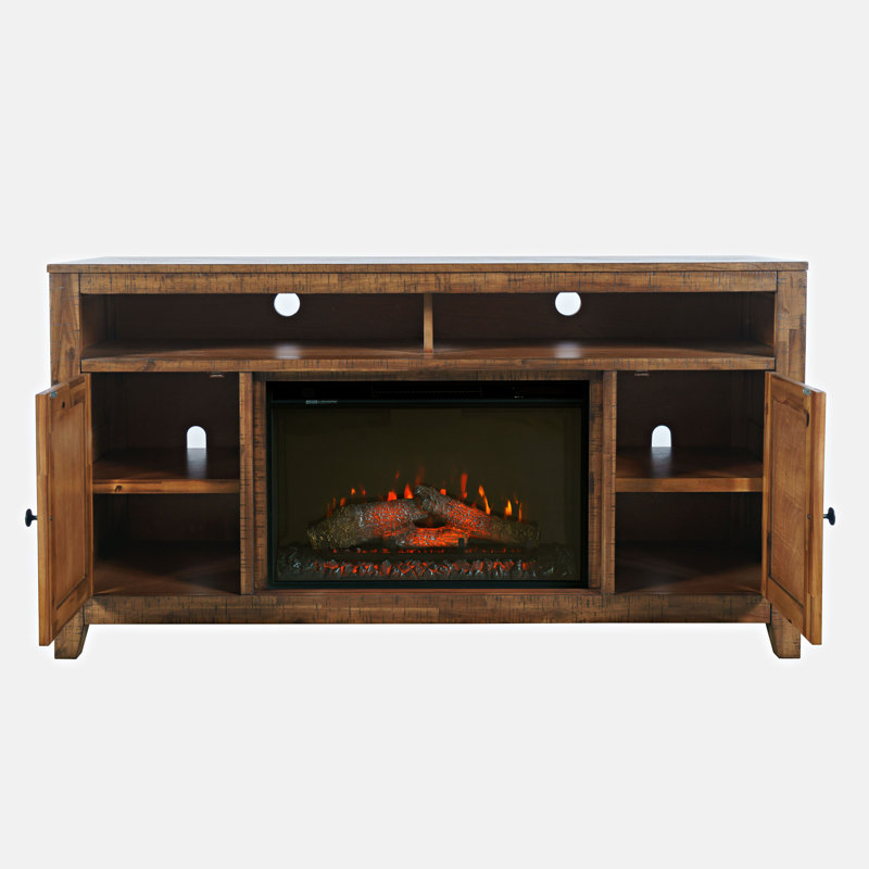 Montreal TV Stand Fireplace for TVs up to 70" Fireplace, Oak Dark Brown