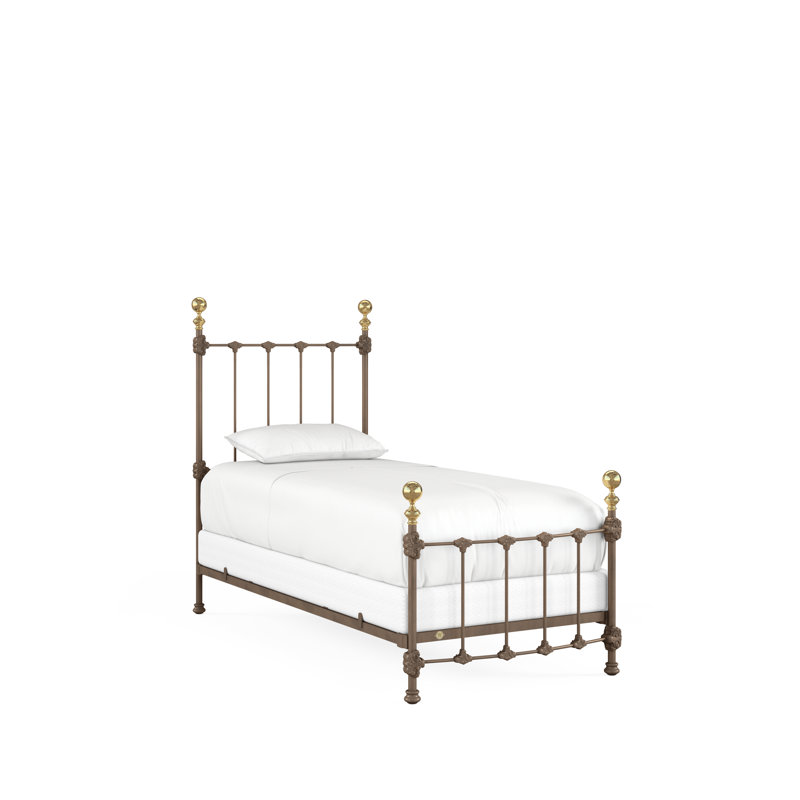 151 Palatial Bed | Complete Standard, Twin, Gloss Off-White/Antique Gold