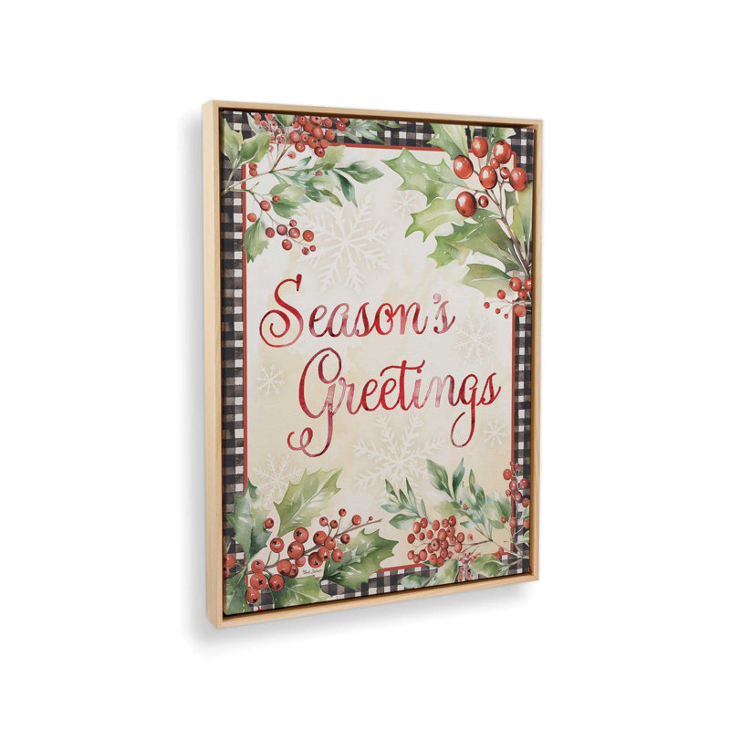 «Season's Greetings» par Nicole DeCamp, reproduction d'art, L 12 po x H 16 po, Tanné, Toile avec cadre