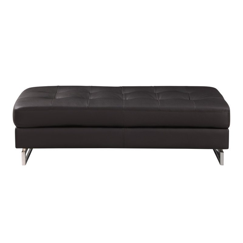 Repose-pieds en cuir véritable Global United, Brun