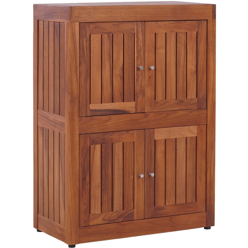 Sula Two-Level Teak Tower Floor Cabinet