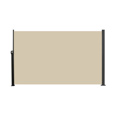 138" X 71" Side Awning, Beige, Manual Retractable, Waterproof, Ideal For Porch - Material, Rust Metal Retractable Gray, Protection, Privacy Screen Indoor And Outdoor , Rust- Structure