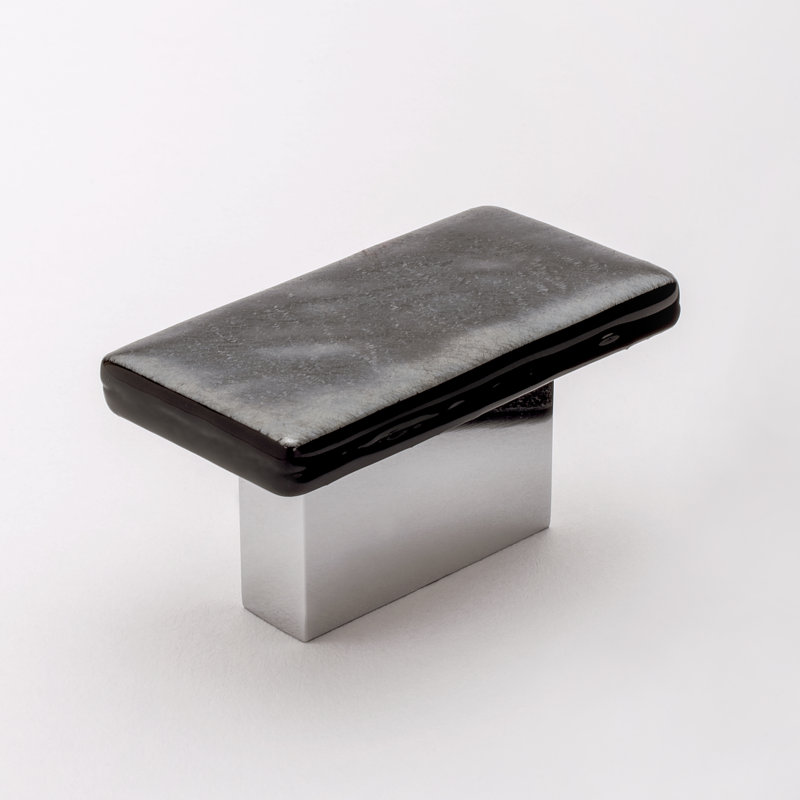 Affinity 2” Length Rectangle Knob, Black, Polished Chrome