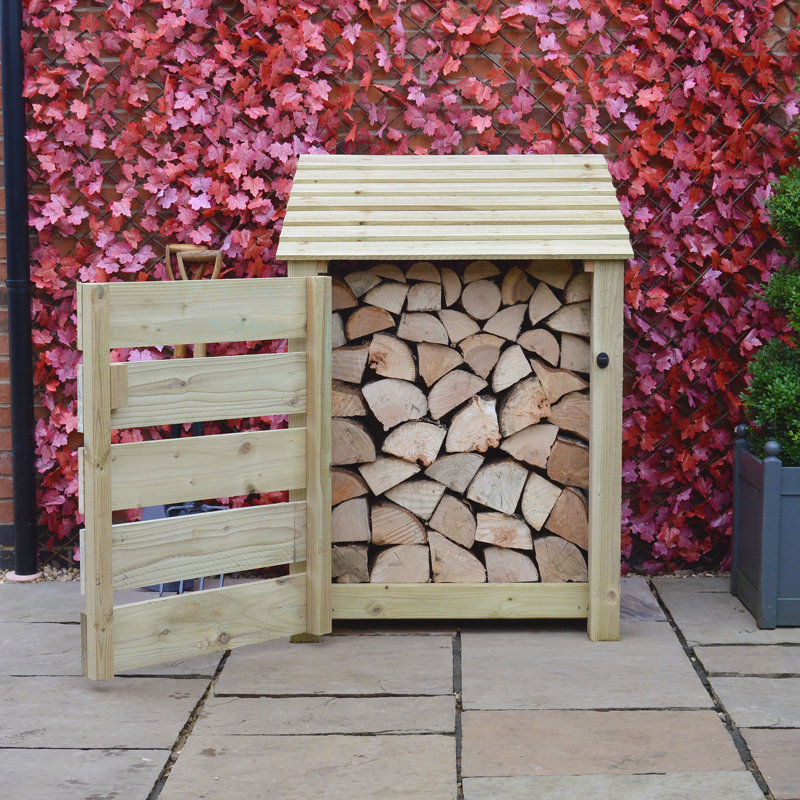 Stanardsville 90cm W x 80cm D Wood Log Store, Light Green