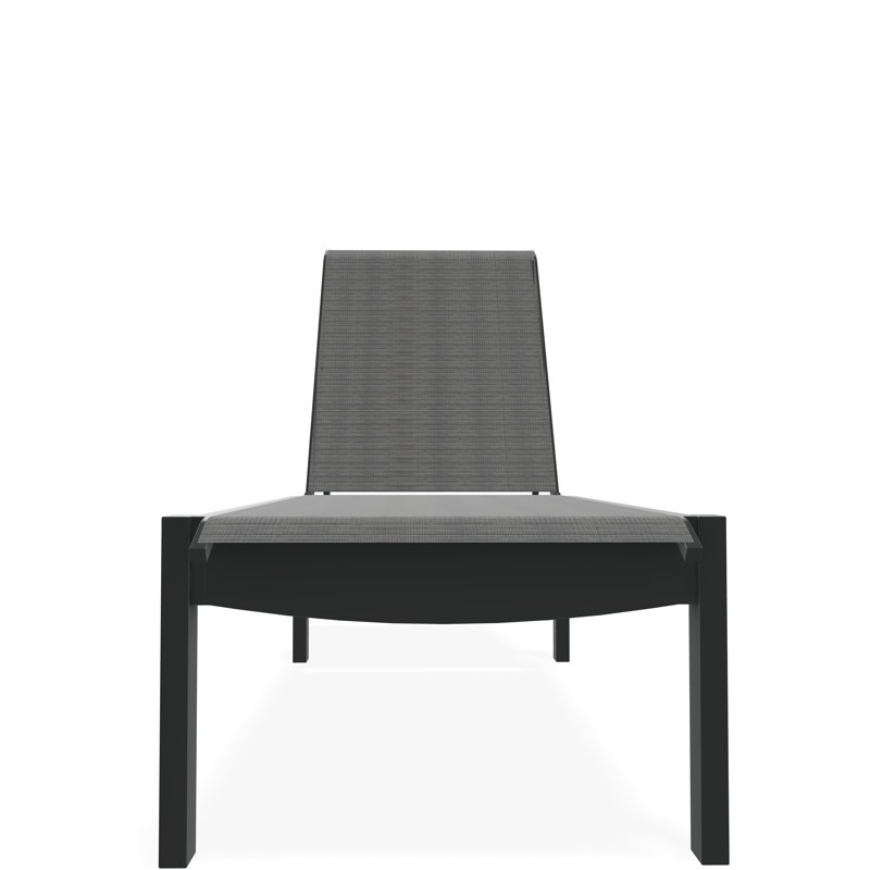 Leeward Sling Marine Grade Polymer Lay-flat Stacking Armless Chaise with Wheels, Destiny Steel, Graphite