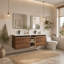 Meuble-lavabo mural 72 po avec lavabo de comptoir en résine, 1 tablette de rangement, 4 portes à fermeture douce-131640568