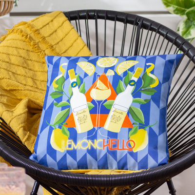 Limoncello Indoor / Outdoor Abstract Blue Square Cushion