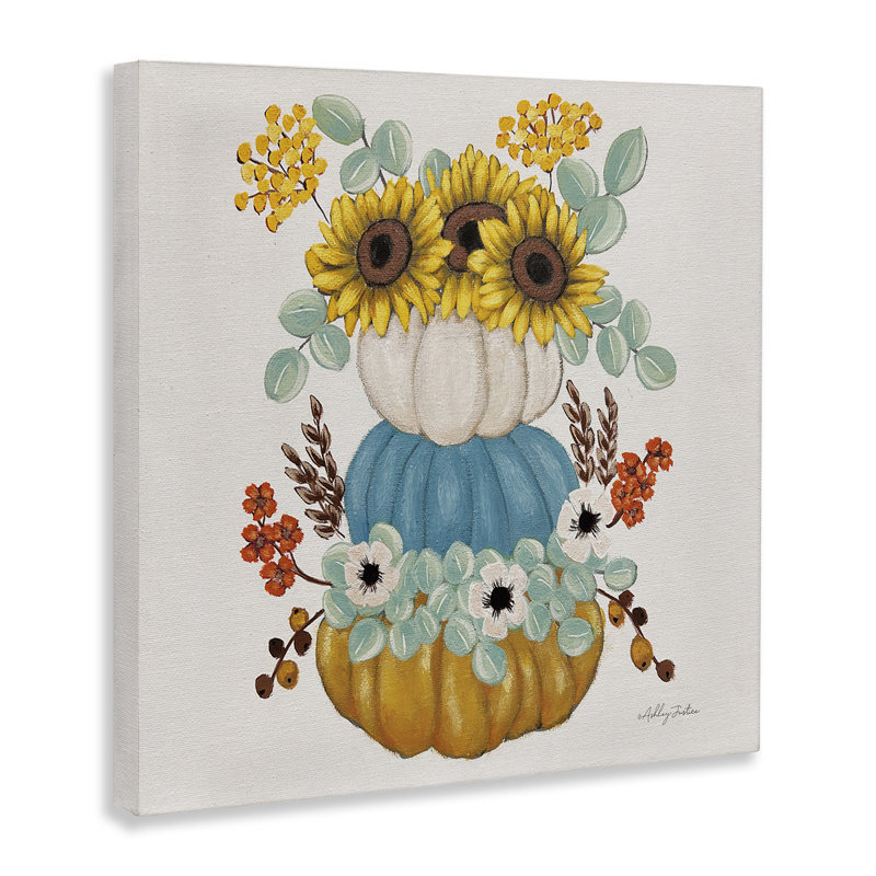 "Seasonal Flower & Pumpkins", art mural par Ashley Justice, H 30 po x l 30 po