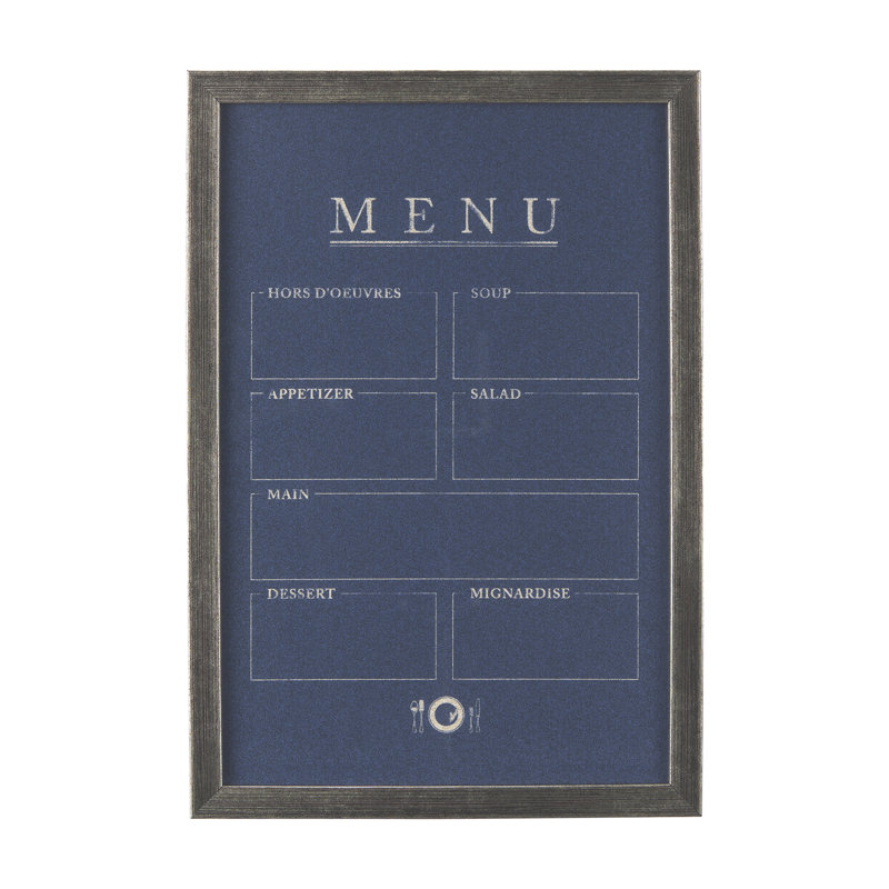 Imprimé texturé encadré à la main, menu II, 16.0L x 0.5W x 11.0H, Menu II, Gris