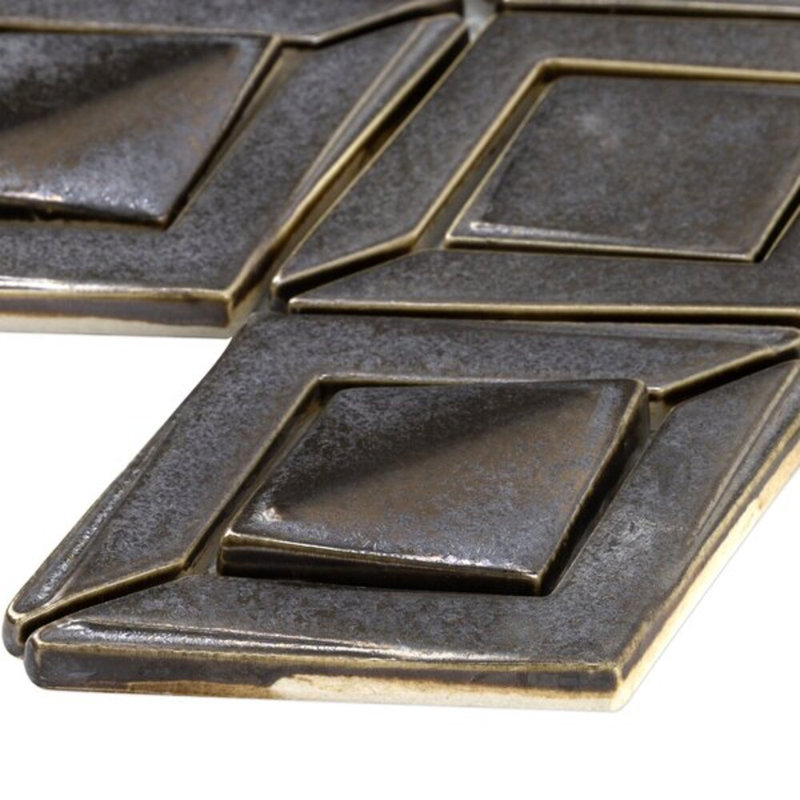 Nabi Jewel 3D Glossy Glass Mosaic Tile, Metallic Copper Brown