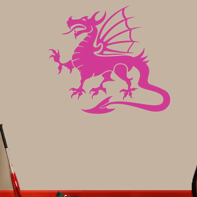 Décalcomanie murale dragon mascotte, Rose vif