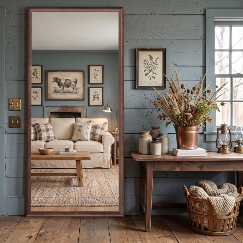 Grand miroir mural 70 po x 31 po à fixation murale pleine longueur avec faux cadre en bois