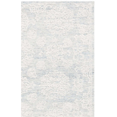 Ranner Ebony Hand Tufted Wool Cotton Floral Rug in Ivory/Light Gray/Gray